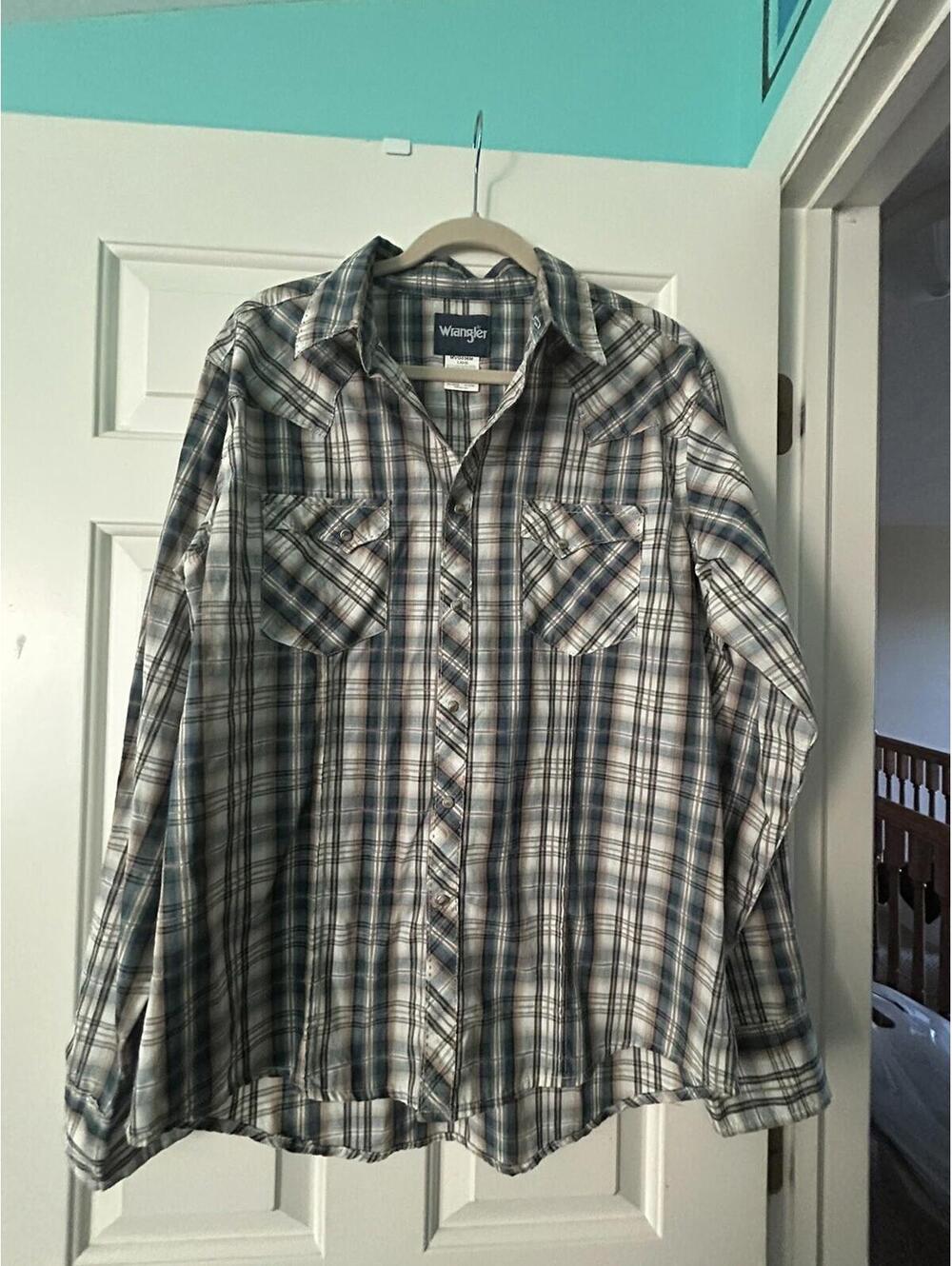 Wrangler Pearl Snap Western Shirt Mens Large Long Sleeve Multi Colored Plaid